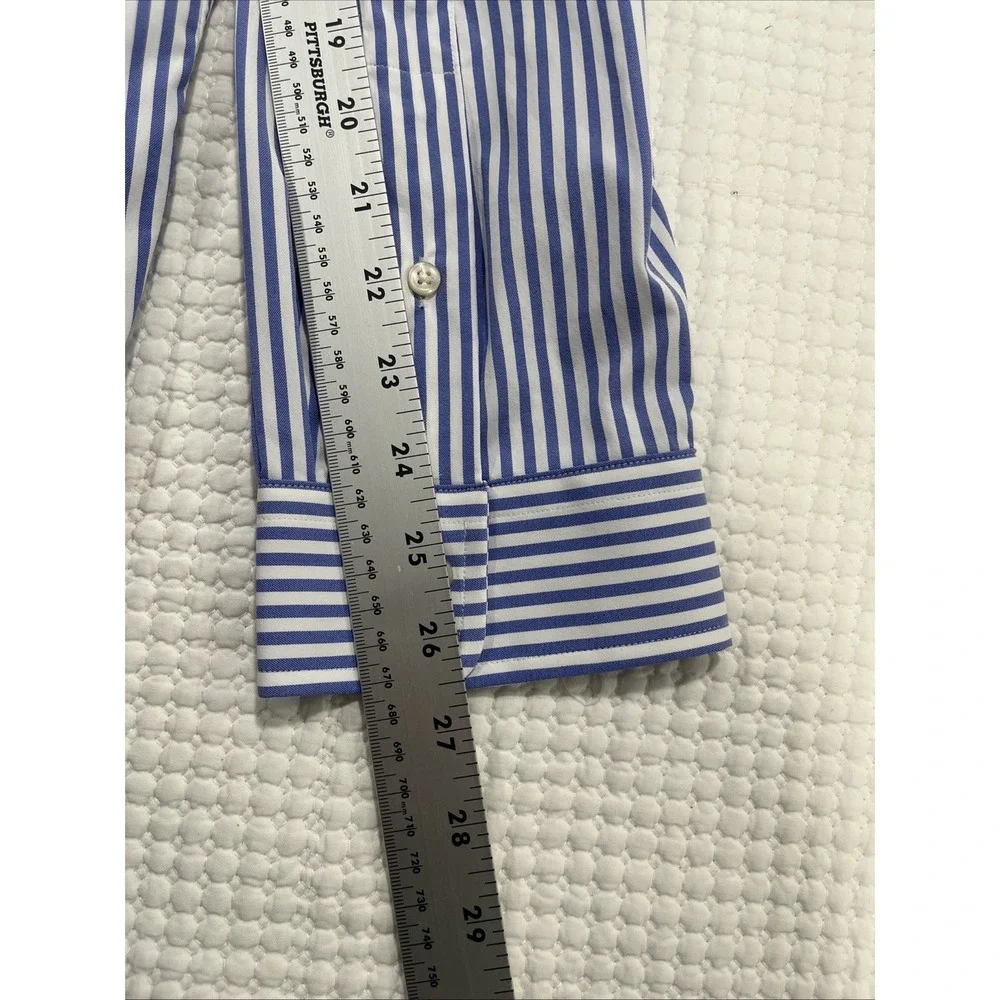 Polo Ralph Lauren Shirt Mens 2XL Blue Stripe Classic Fit Performance Long Sleeve
